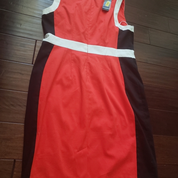 NWT Orange Black & White Colorblock Dress - Picture 5 of 5